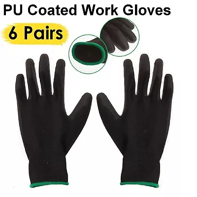 6 Pairs PU Coated Safety Worker Gloves Mechanic General Purpose Garden Builder S • $19.99