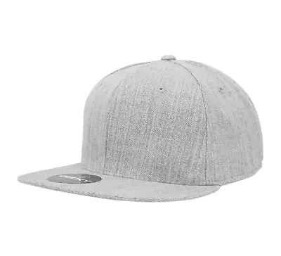 Heather Gray Fitted Flat Bill Plain Solid Blank Baseball Ball Cap Caps Hat Hats • $16.95