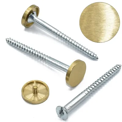 £7.29 • Buy Brushed Satin Brass Finish With 1.1/2  Screws Fixings Bathroom Brushed Flat Top
