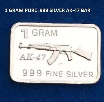 $3.85 • Buy AK-47 - 1 GRAM GR G .999 Fine Pure Solid Silver Bullion Bar