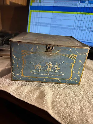 Vintage Soap Tin Globe Soap Co. Metal Box W Dancing Nymphs Fairy Ring Dancer D • $50