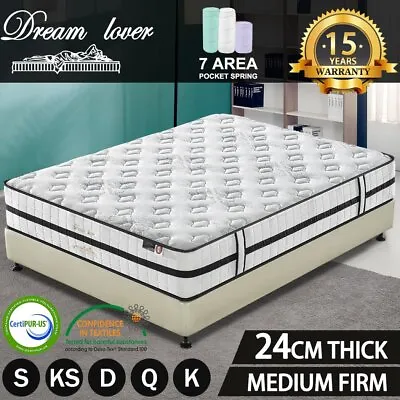 DREAM LOVER Queen Double King Single Mattress Bed Euro Top Pocket Spring Foam • $239