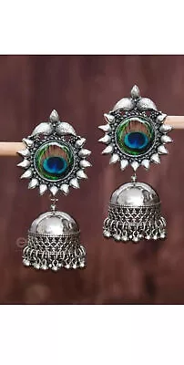 Indian Traditional Ethnic Bollywood Silver Oxidized  Jhumka Jhumki Earrings M-7 • $19.84