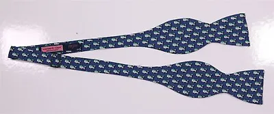 Vineyard Vines Blue/Green Whale Shark Sharkweek Logo Silk Bowtie • $20