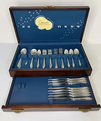 Vtg Oneida Community Silverplated Flatware Silverware Evening Star W/Box 47 Pcs. • $119.99