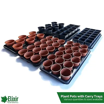 £6.85 • Buy Plastic Seed / Plant Pots & Market/Potting Carry Trays | 7cm-13cm Square / Round