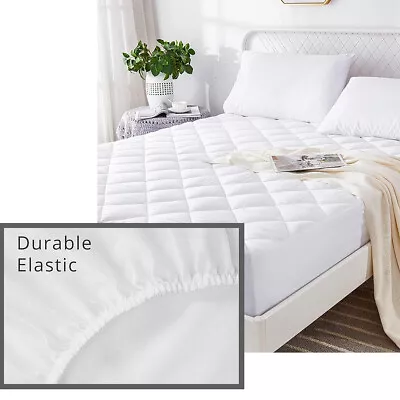 Premium Extra Deep Quilted Mattress Protector Fitted Bed Cover All UK Sizes • £6.95