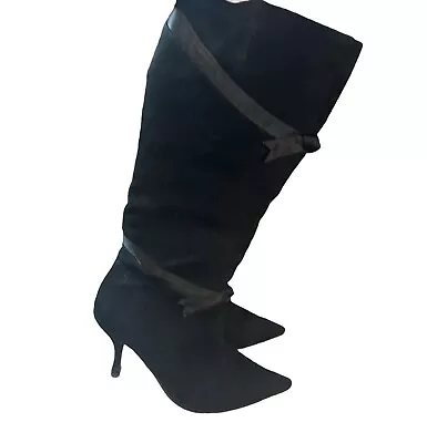 NINA Womens Black Leather Knee High Heels Fashion Boots SZ 7 • $15