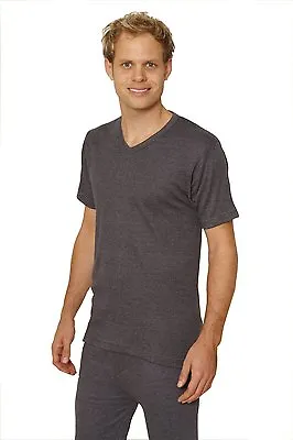 OCTAVE® Mens Thermal Vest Short Sleeve Warm Underwear V-Neck T-Shirt Top • £10.75