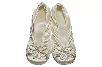 Isotoner Embroidered Pearl Satin Ballerina - Multiple Colors/Sizes NEW • $18