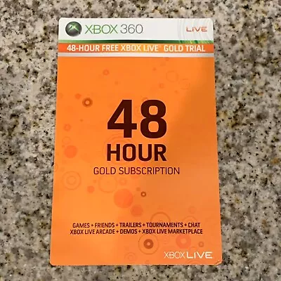 Microsoft Xbox Live Free 48 Hour Trial Gold Subscription XBOX 360 2008 Unused  • $8.99