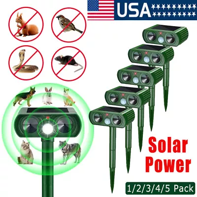 1/2/5X Solar Power Ultrasonic Animal Repeller Pest Repellent Deer Raccoon Garden • $12.85