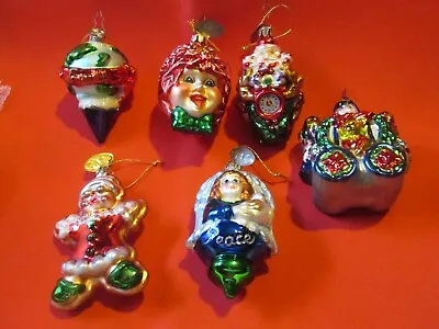 VINTAGE Mark Klaus GLASS Christmas TREE Ornaments Lot Of 6 Dated 2003 • $30