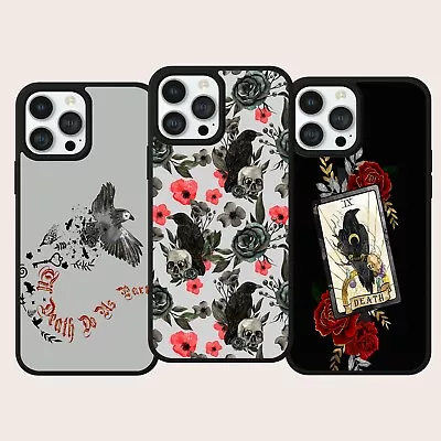 Witch Gothic Raven Poppy Skull Patern Phone Case Cover For Iphone Samsung Huawei • £7.99