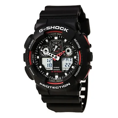 Casio Men's Watch G-Shock Black And Red Ana-Digital Dial Strap Watch GA100-1A4 • $78.25