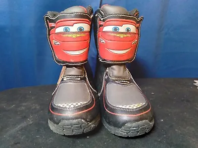 Disney Pixar Cars Black Red Light Up Snow Winter Boots Toddler Boy's 10 • $20