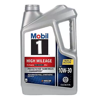 Mobil 1 High Mileage Full Synthetic Motor Oil 10W-30 5 Quart • $27.97