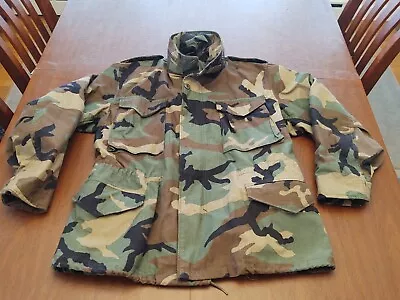 US Army Woodland Camo M65 Tactical Cold Weather Parka Field Jacket Men's M Short • $59.99