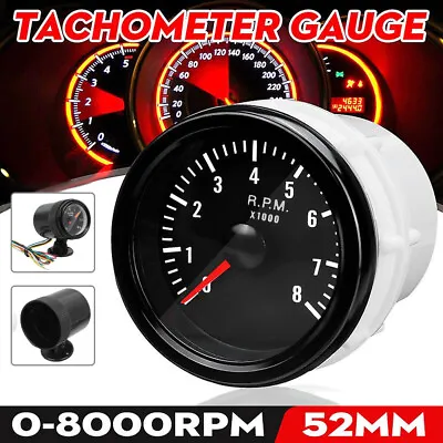 Universal 2  52mm Car Tachometer Tacho For 0-8000 RPM Gauge Meter LED Display • $14.90
