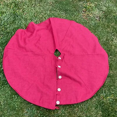 Woven Tree Skirt Solid Deep Red 48  Wooden Button Closure • $22.89