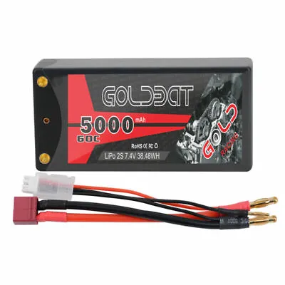 $26.96 • Buy 5000mAh 2S 60C 7.4V Shorty Hardcase Lipo Battery With Deans Plug For RC Car