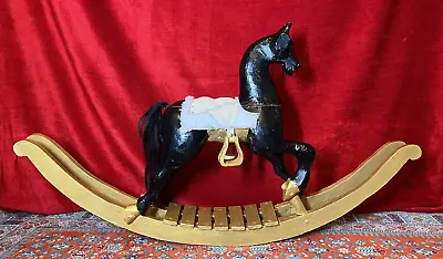 British Mid Century Antique Rocking Horse Upon Bow Rocker After F H Ayres • £495