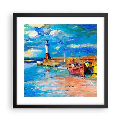 Poster Print 40x40cm Wall Art Picture Lighthouse Sea Decor Framed Image Artwork • £47.99