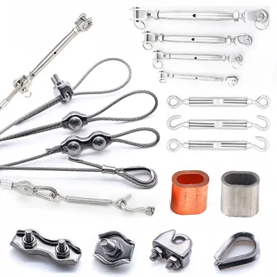 Wire Rope Cable Clamp Thimble U Bolt Turnbuckle Tensioner 316 Stainless Steel  • $363.95