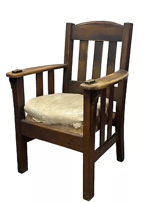 Rare Signed Harden Arts Crafts Mission Oak Arm Chair Original Finish 1910 • $650