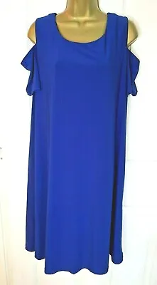 Qvc Size 12 Sapphire Blue Cold Shoulder Dress Bnwt • £19.99