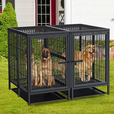 XXXL Giant Dog Crate Raised Pet Dog Cage Kennel Double Door Tray Divider Playpen • $459.93