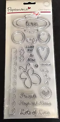 Papermania Clear Stamp Set Scrumptious Scalloped Border Hearts Lots Of Love Etc • £3.99