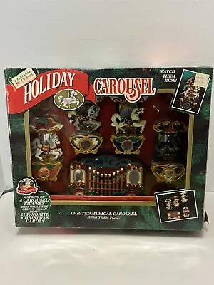 Vintage Mr Christmas Holiday Carousel 4 Horses Organ Lights Music 21 Songs (NEW) • $79.88
