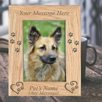 Personalised Engraved Wooden Pet Dog Puppy Photo Frame Keepsake Memorial Gift  • £12.99