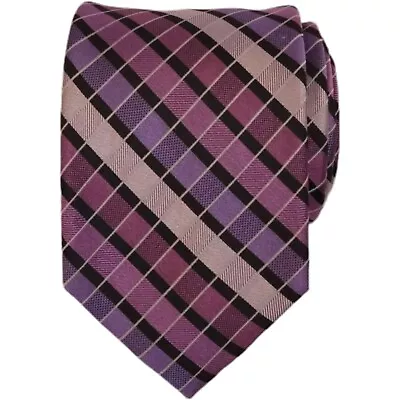 ALARA Mens Classic Tie 3.15 Lavender Black Stripe 100% Silk Dress Necktie $80 • $18.88