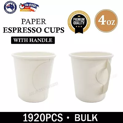 1920pcs White Small  4oz 118ml Disposable Paper Espresso Coffee Cups With Handle • $149.95