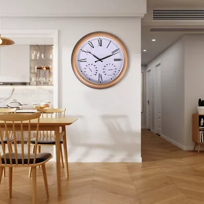 Garden Station Wall Clock With Thermomter Indoor Outdoor Roman 15  Copper Effect • £14.95