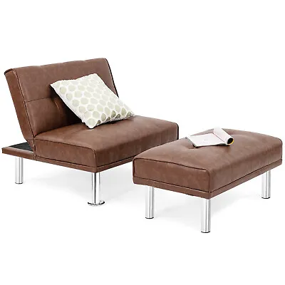 2-Piece Sectional Modern Sofa Set Leather Chaise Lounge W/ Ottoman Foot Stool • £168.95
