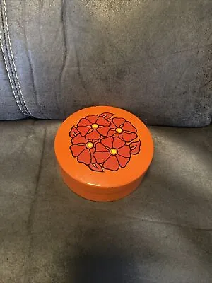 Vintage Takahashi Japan Orange Lacquer 5 Round Plastic Coasters & Case MCM • $19