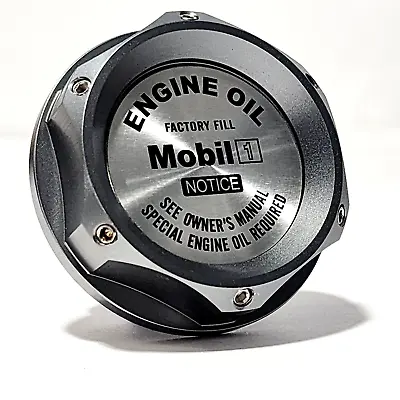 Gunmetal Engine Oil Filler Cap Mobil 1 For 08-15 Mitsubishi Lancer Evo X Jdm • $23.95