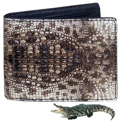 Men Alligator Wallet Natural Leather Bifold Money Card Holder RFID Blocking • $75.05