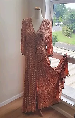 JAASE  Designer Fit & Flare Maxi  Dress Good  Cond Washable Size L  Fit 14-16 • $29