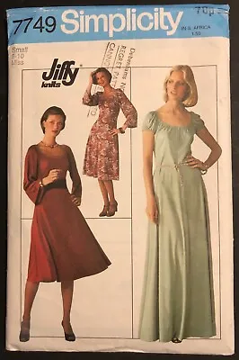 Vintage Sewing Pattern Simplicity 7749 70s Long Dress Stretch Knit Cut Sz 8-10 • £2.50