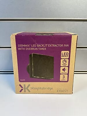 Knightsbridge 100mm/4” LED Backlit Extractor Fan With Overrun Timer Black | NEW • £20