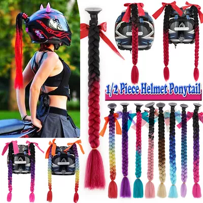 Helmet Pigtails Ramp Braids Ponytail Fashion Motorcycle Bike Hair Extensions US • $12.20