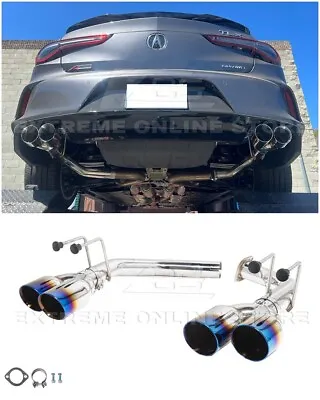 For 21-Up Acura TLX | Muffler Delete Axle Back 3.5  Quad Burnt Tips Exhaust • $259.98