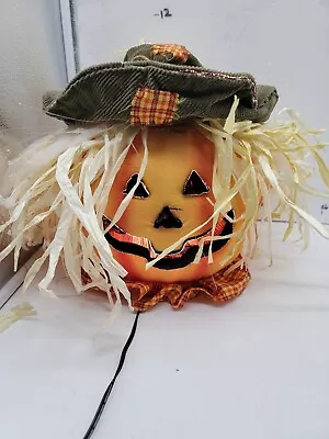 Vintage Fiber Optic Halloween Pumpkin Light Up Jack O Lantern Scarecrow  • $24.95