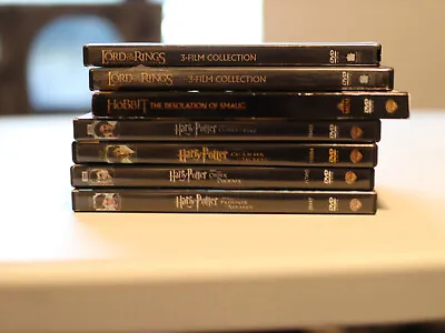 $15 • Buy DVD LOT LOTR Trilogy X2, Hobbit Desolation Of Smaug, Harry Potter 4-7