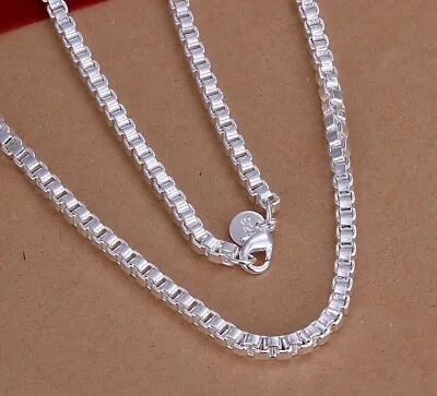 925 Silver Box Chains Necklace For Men Women Classic Anniversary Gift Jewelry • $59.99