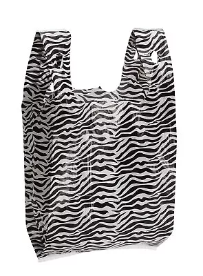 Small Zebra Print Plastic T-Shirt Bags - Case Of 1000 • $61